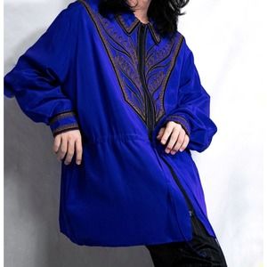 Bob Mackie Silk Track Jacket Wearable Art Lightweight Violet‎ Purple Womens Sm